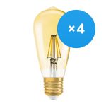 Monipakkaus 4x Ledvance Vintage 1906 LED E27 Päärynä Kirkas 6.5W 725lm - 824 Erittäin Lämmin Valkoinen | Himmennettävä - Korvaa 55W